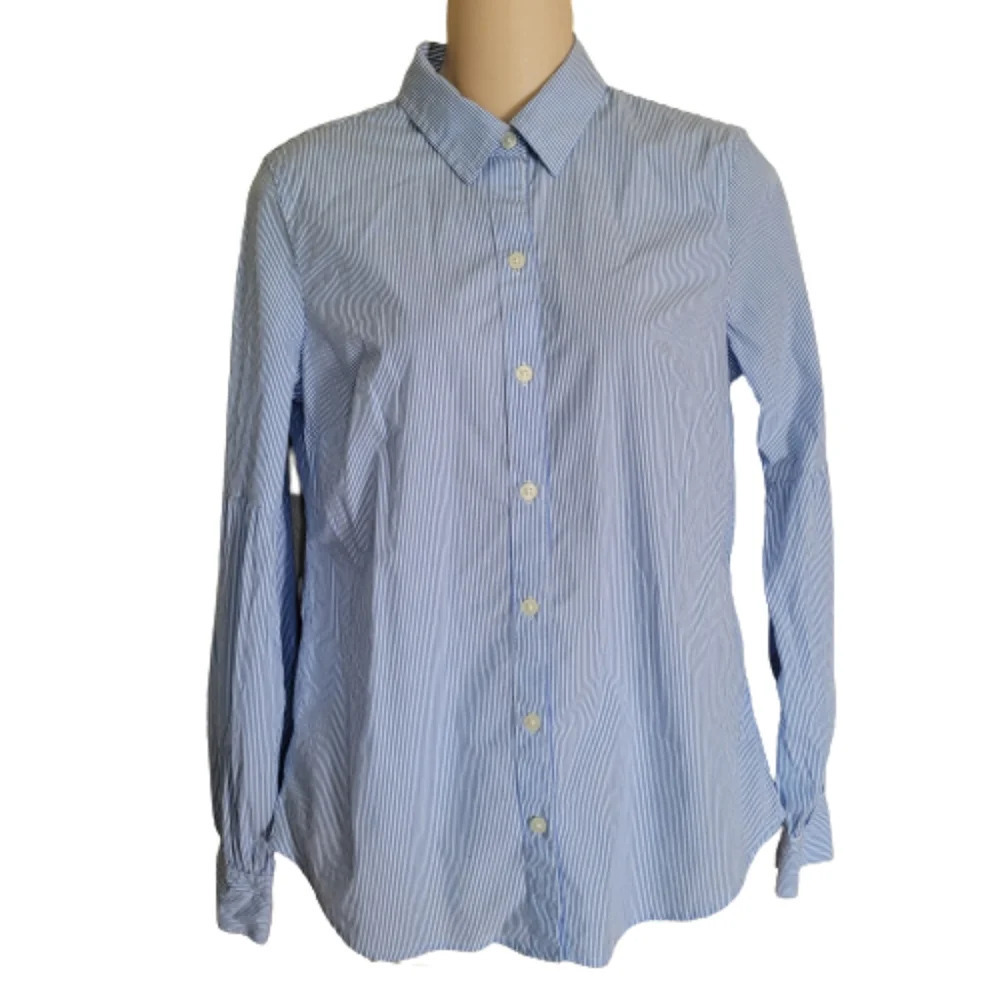 Banana Republic Blue and White Stripe Button Up Tailored Shirt Size Women's XS